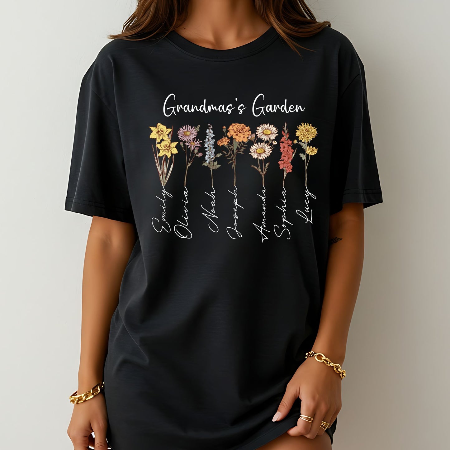 Grandma’s Garden Custom Name Shirt — Personalized Grandkids Flower Tee