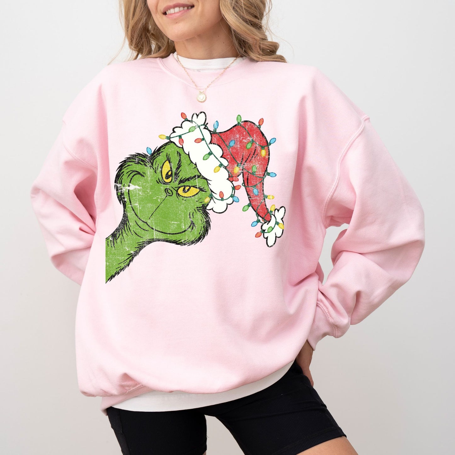 Grinch Santa Hat Christmas Sweatshirt, Merry Grinchmas Crewneck