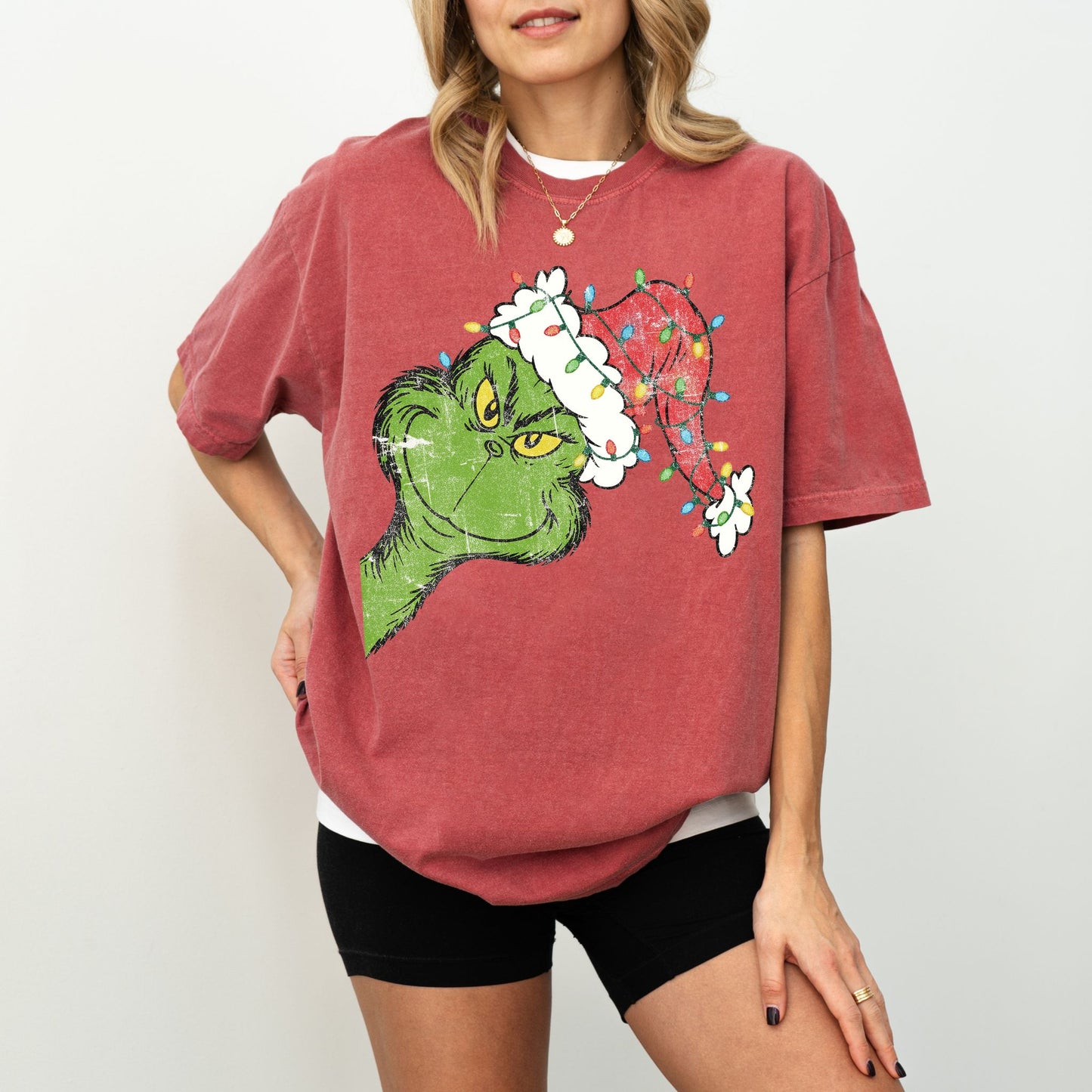 Grinch Santa Hat Christmas T-Shirt, Merry Grinchmas Graphic Tee