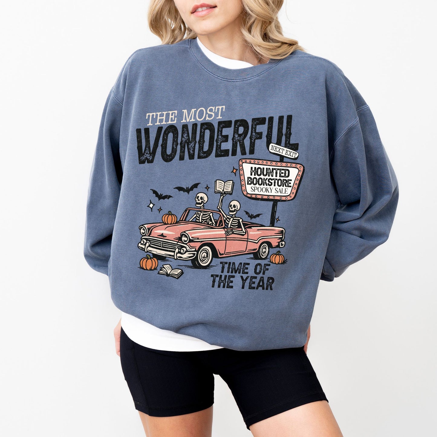 Haunted Bookstore Skeleton Sweatshirt