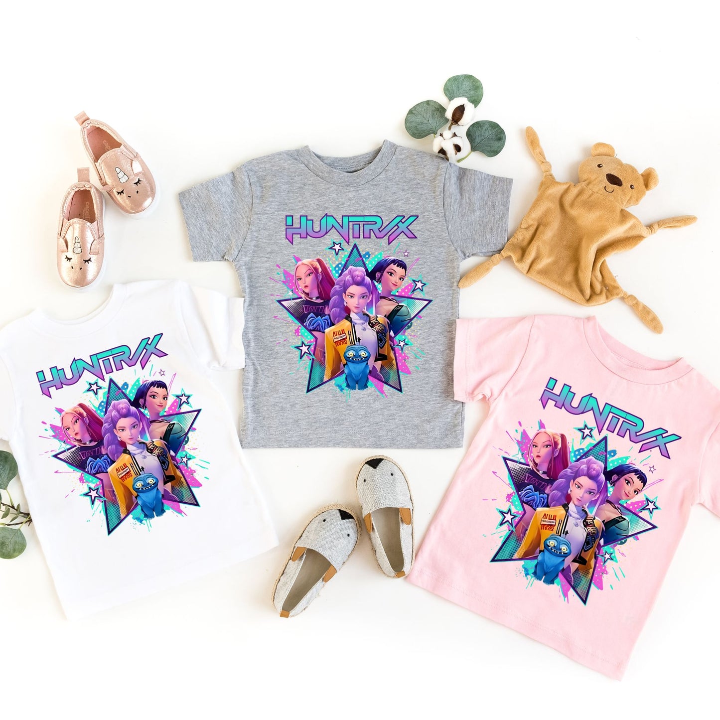 Huntrix Graphic T-Shirt, Anime Inspired Pop Art Tee, Kids & Adult Matching Shirt