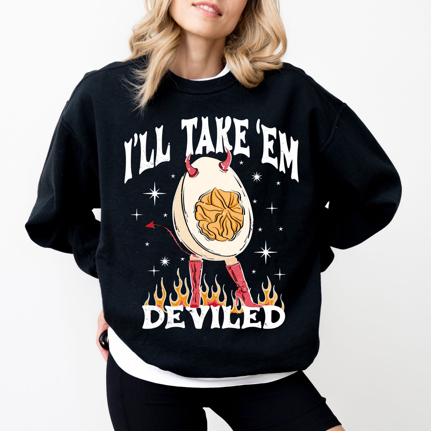 I’ll Take ‘Em Deviled Sweatshirt, Funny Thanksgiving Egg Crewneck