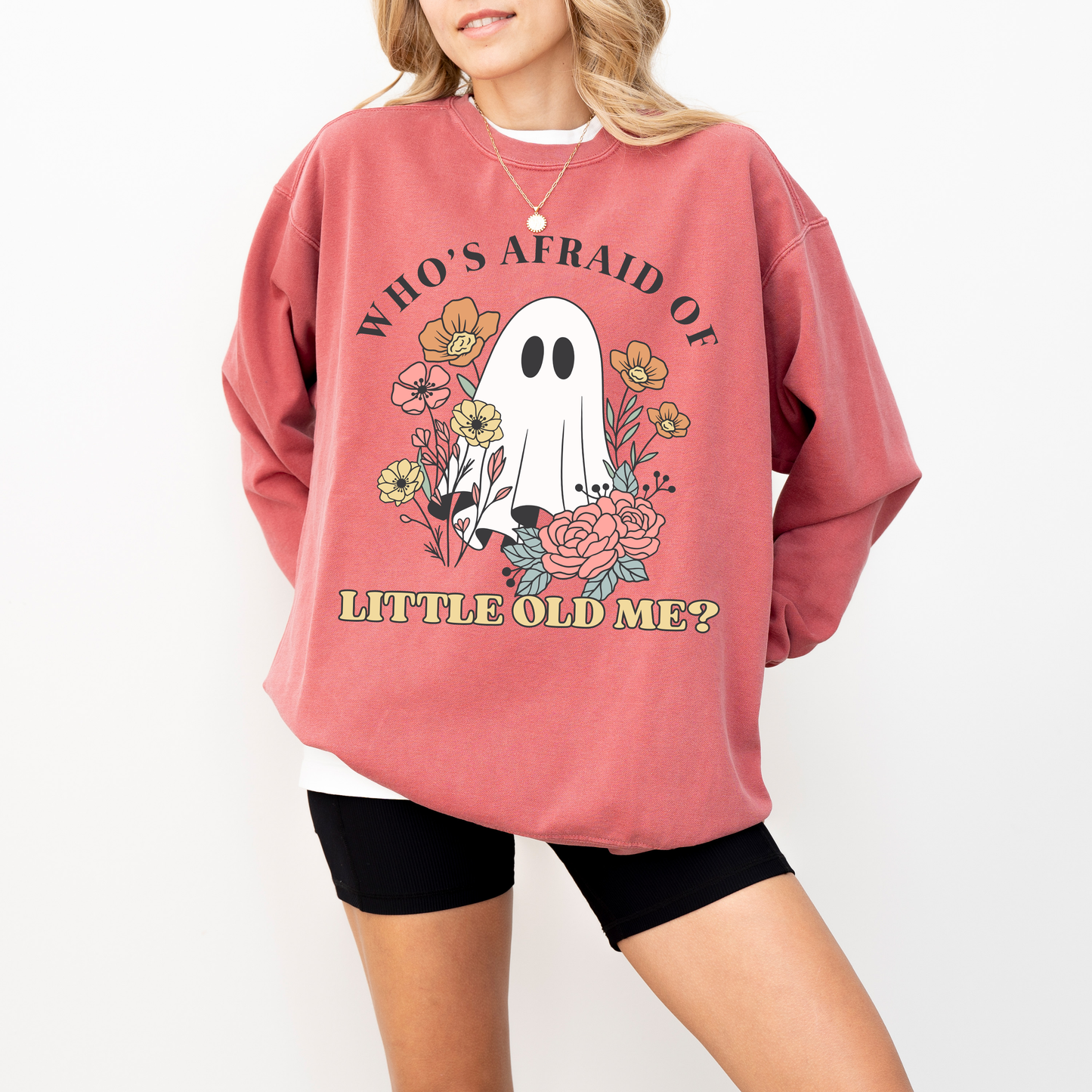Who’s Afraid of Little Old Me Sweatshirt – Cute Ghost Halloween Crewneck