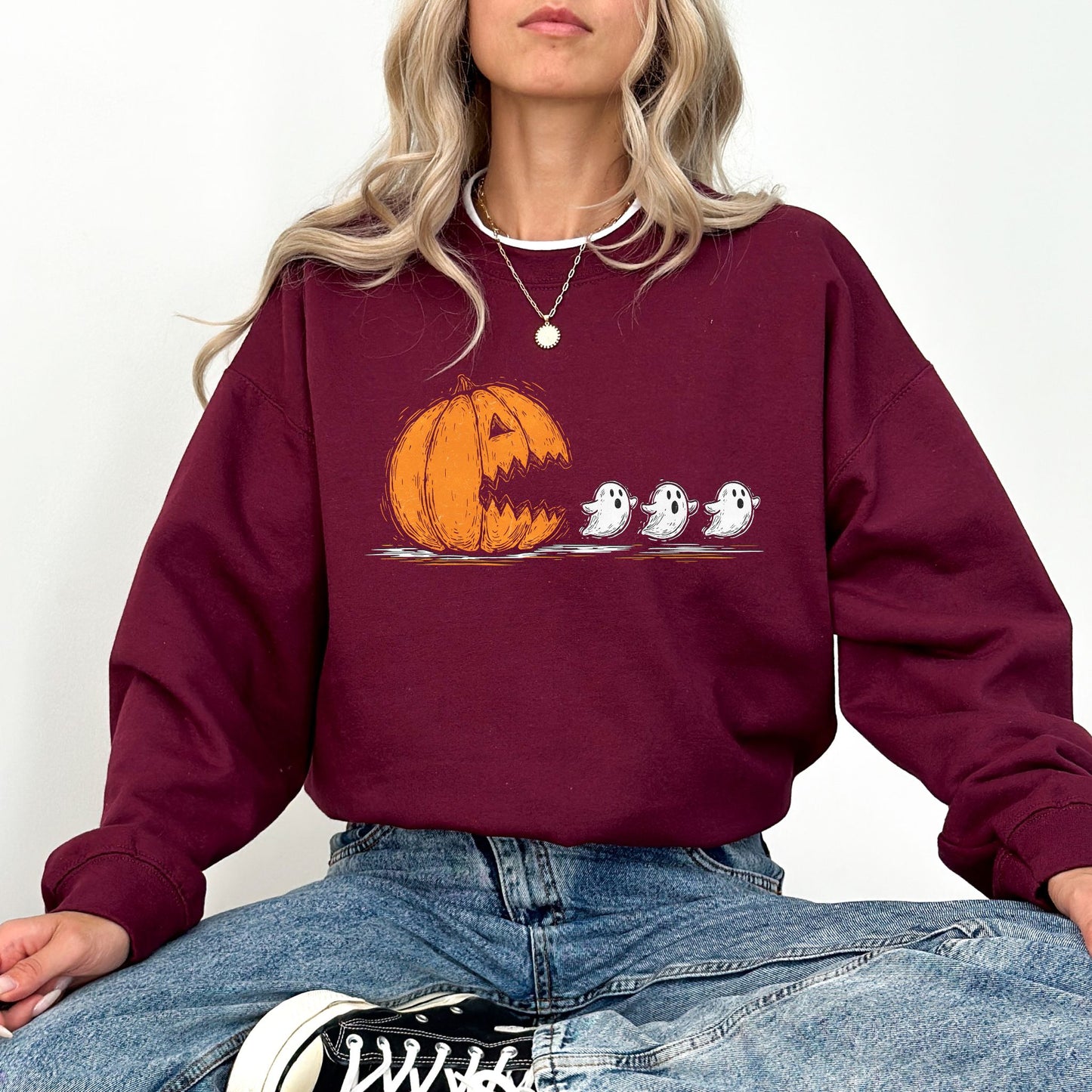 Pumpkin Ghost Chase Halloween Sweatshirt