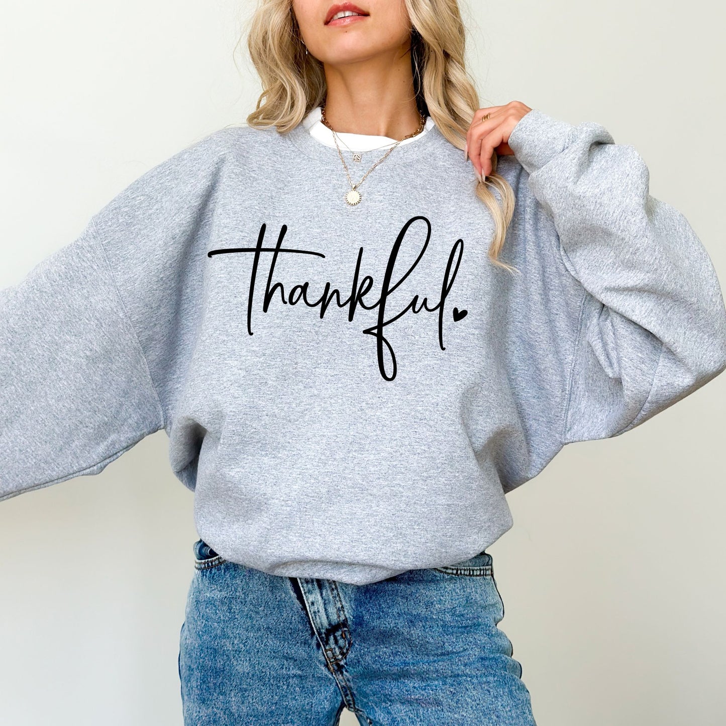 Thankful Sweatshirt, Minimalist Thanksgiving Fall Crewneck