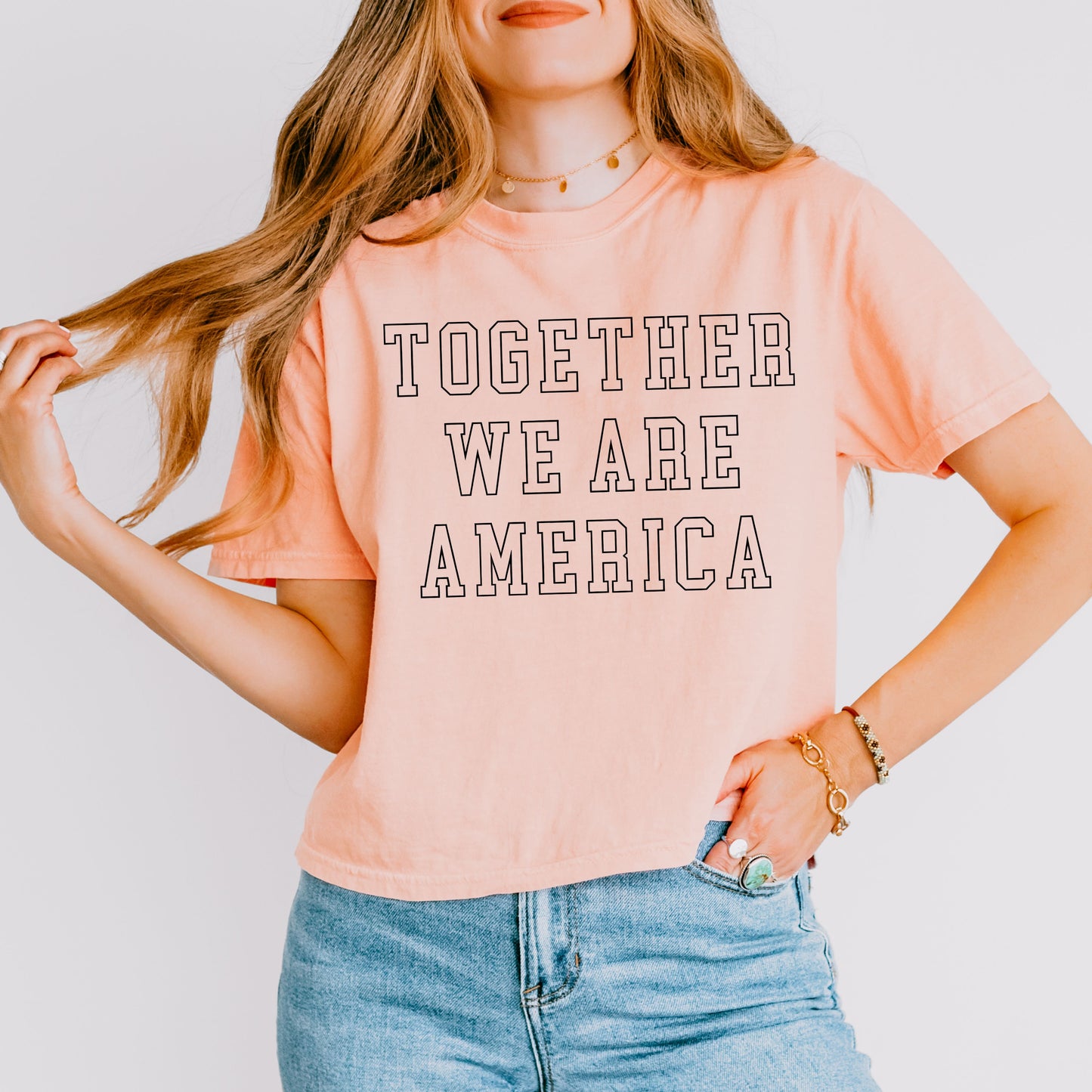 Together We Are America Minimal Graphic Crop Tee