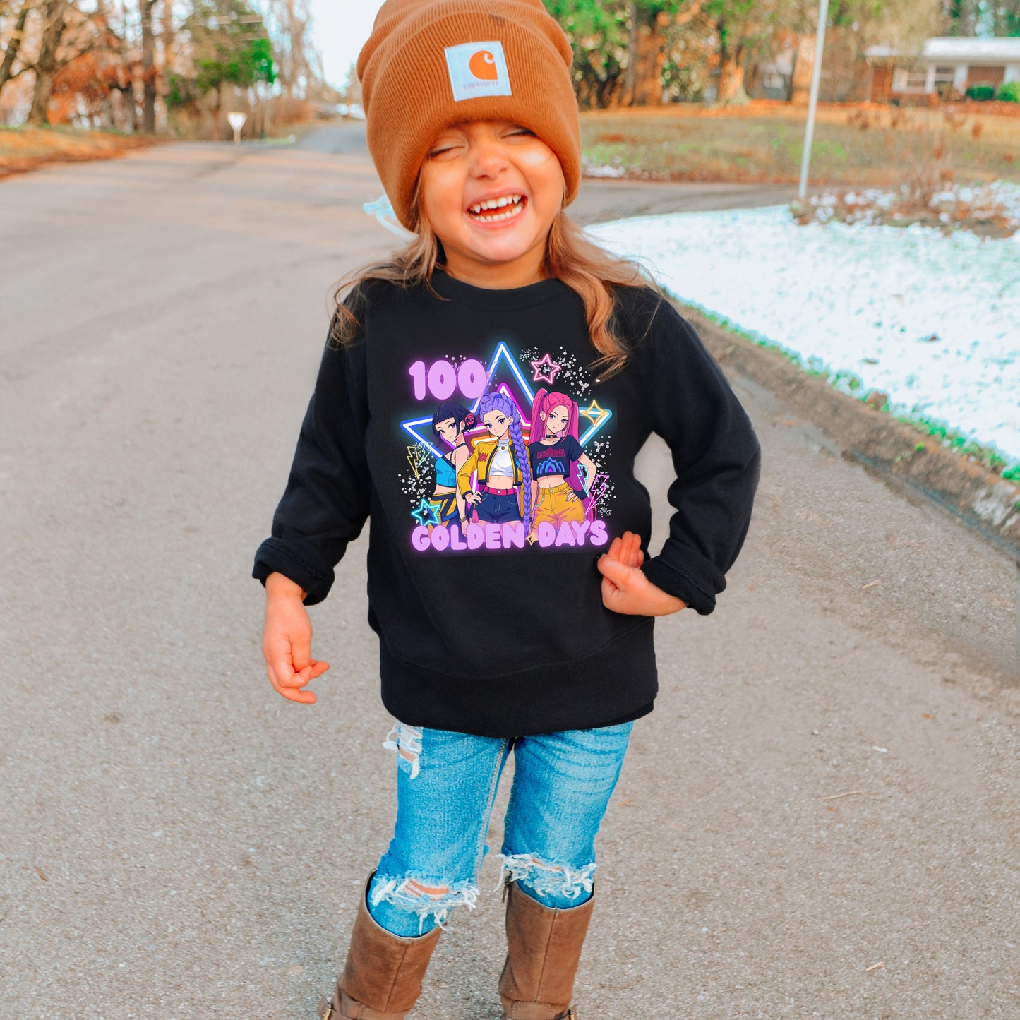 100 Golden Days K-Pop Sweatshirt, Kids 100 Days of School Outfit