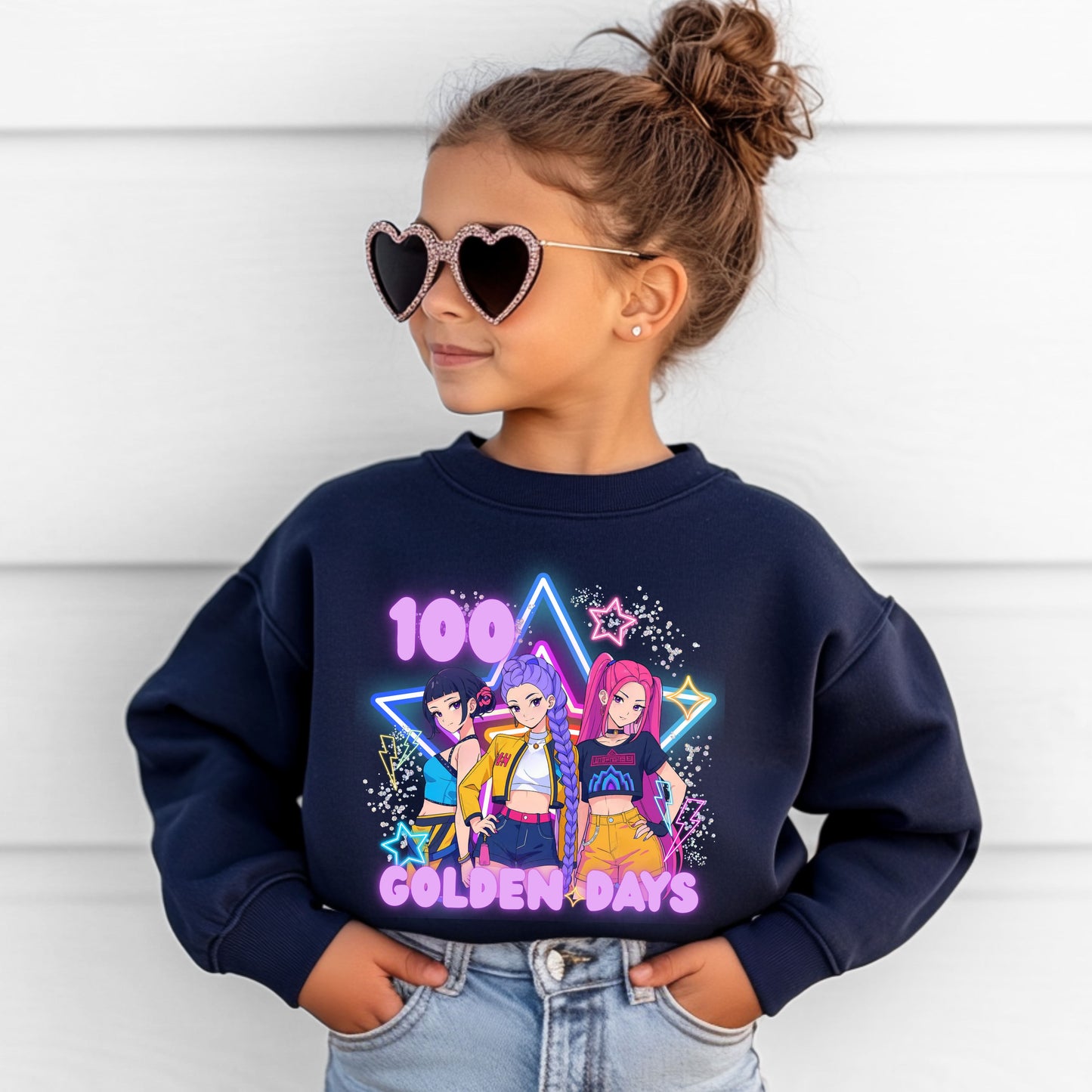 100 Golden Days K-Pop Sweatshirt, Kids 100 Days of School Outfit