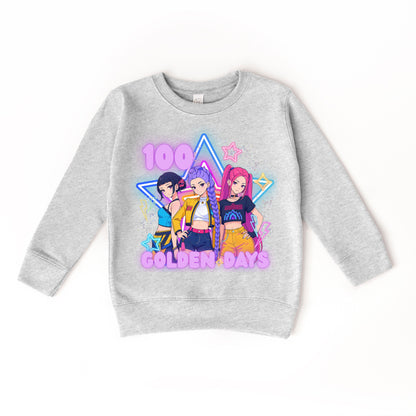 100 Golden Days K-Pop Sweatshirt, Kids 100 Days of School Outfit