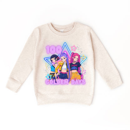 100 Golden Days K-Pop Sweatshirt, Kids 100 Days of School Outfit