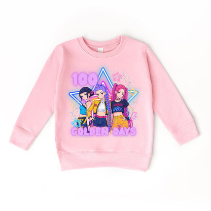 100 Golden Days K-Pop Sweatshirt, Kids 100 Days of School Outfit