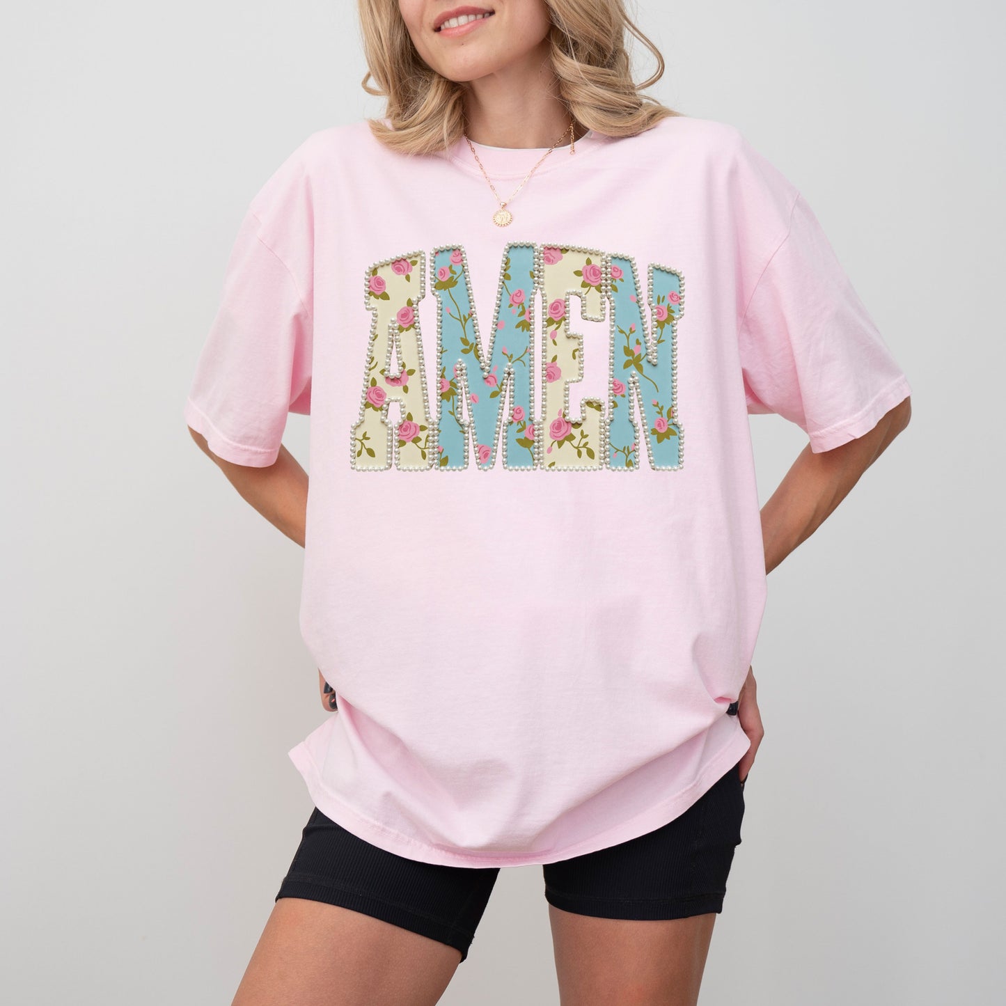 Amen Pearls T-Shirt, Floral Christian Easter Shirt
