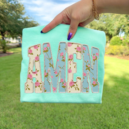 Amen Pearls T-Shirt, Floral Christian Easter Shirt