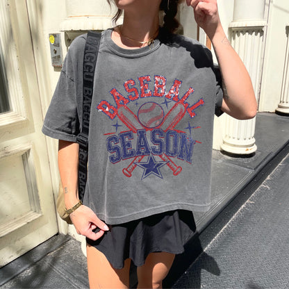 Baseball Season Crop Top, Retro Game Day Baseball Shirt