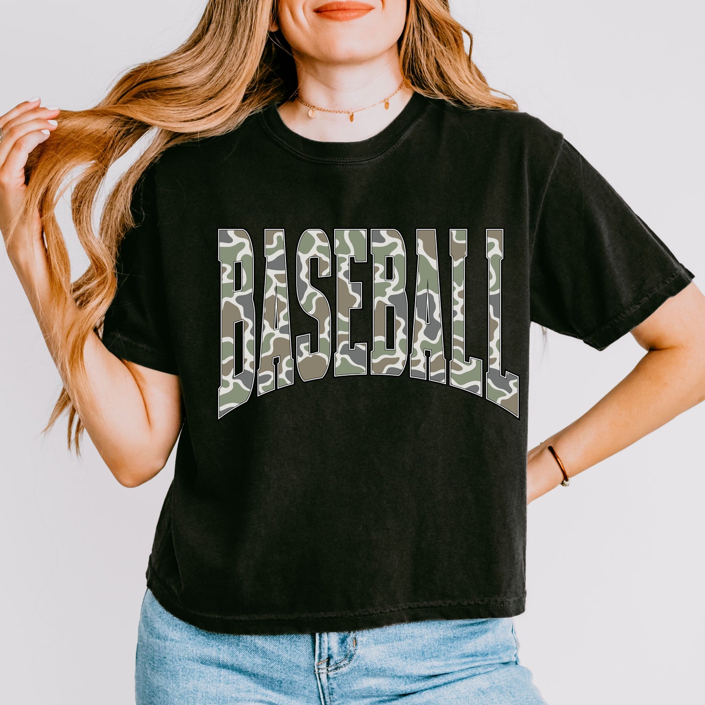Baseball Camo Crop Top, Baseball Game Day Shirt
