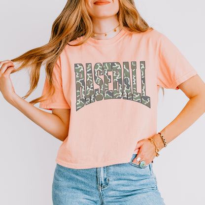 Baseball Camo Crop Top, Baseball Game Day Shirt
