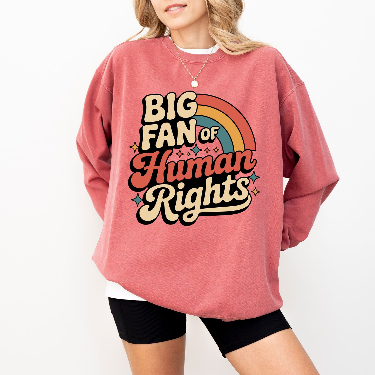 Big Fan Of Human Rights Comfort Colors® Sweatshirt, Retro Equality Graphic Crewneck