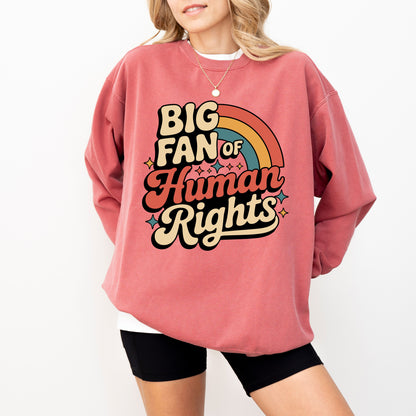 Big Fan Of Human Rights Comfort Colors® Sweatshirt, Retro Equality Graphic Crewneck