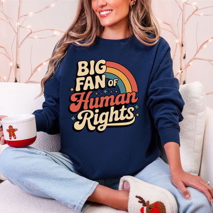 Big Fan Of Human Rights Comfort Colors® Sweatshirt, Retro Equality Graphic Crewneck