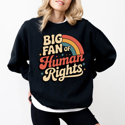Big Fan Of Human Rights Sweatshirt, Retro Statement Graphic Crewneck, Equality And Human Rights Pullover