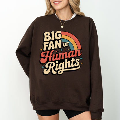 Big Fan Of Human Rights Sweatshirt, Retro Statement Graphic Crewneck, Equality And Human Rights Pullover