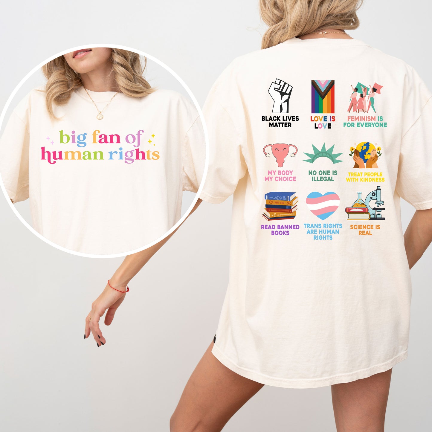 Big Fan of Human Rights T-Shirt – Front & Back Activism Graphic Tee