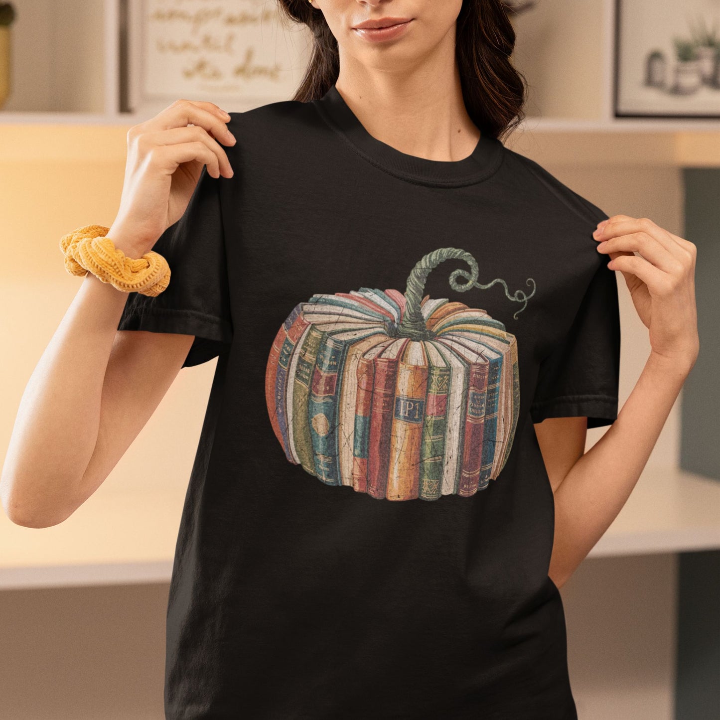 Book Pumpkin T-Shirt, Cozy Fall Aesthetic Tee, Comfort Colors® Shirt for Book Lovers