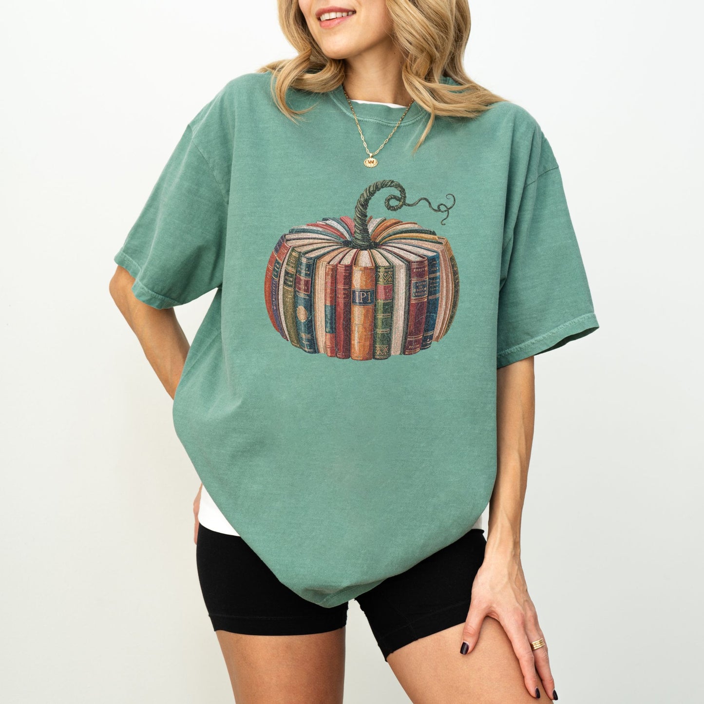 Book Pumpkin T-Shirt, Cozy Fall Aesthetic Tee, Comfort Colors® Shirt for Book Lovers