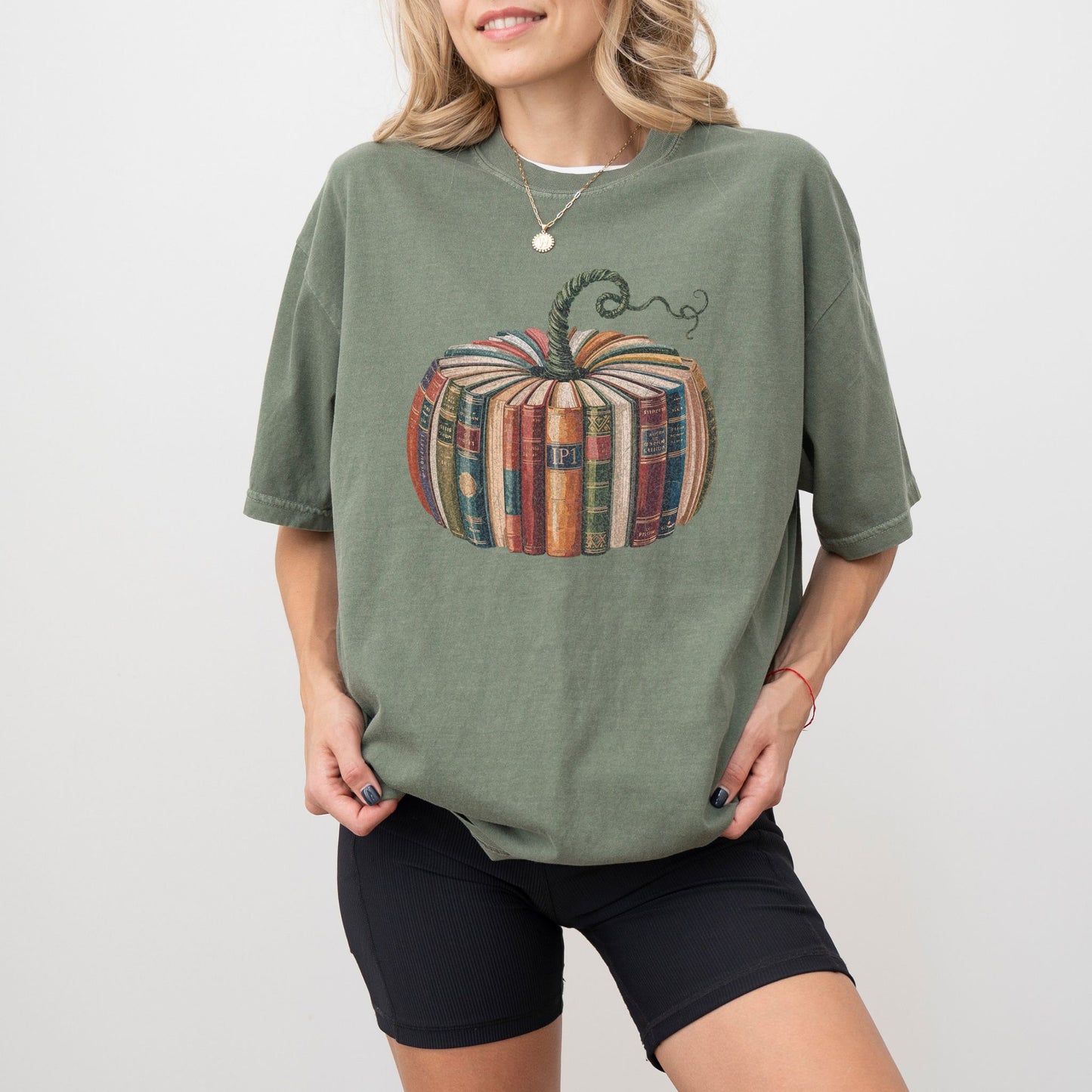 Book Pumpkin T-Shirt, Cozy Fall Aesthetic Tee, Comfort Colors® Shirt for Book Lovers