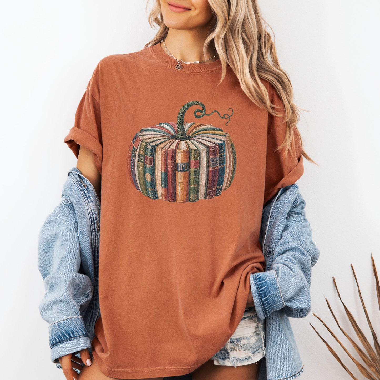 Book Pumpkin T-Shirt, Cozy Fall Aesthetic Tee, Comfort Colors® Shirt for Book Lovers