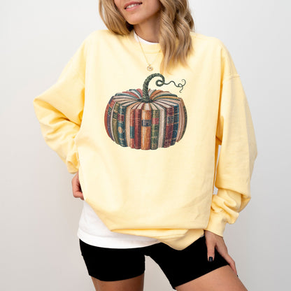 Book Pumpkin Sweatshirt – Cozy Fall Comfort Colors® Crewneck for Book Lovers