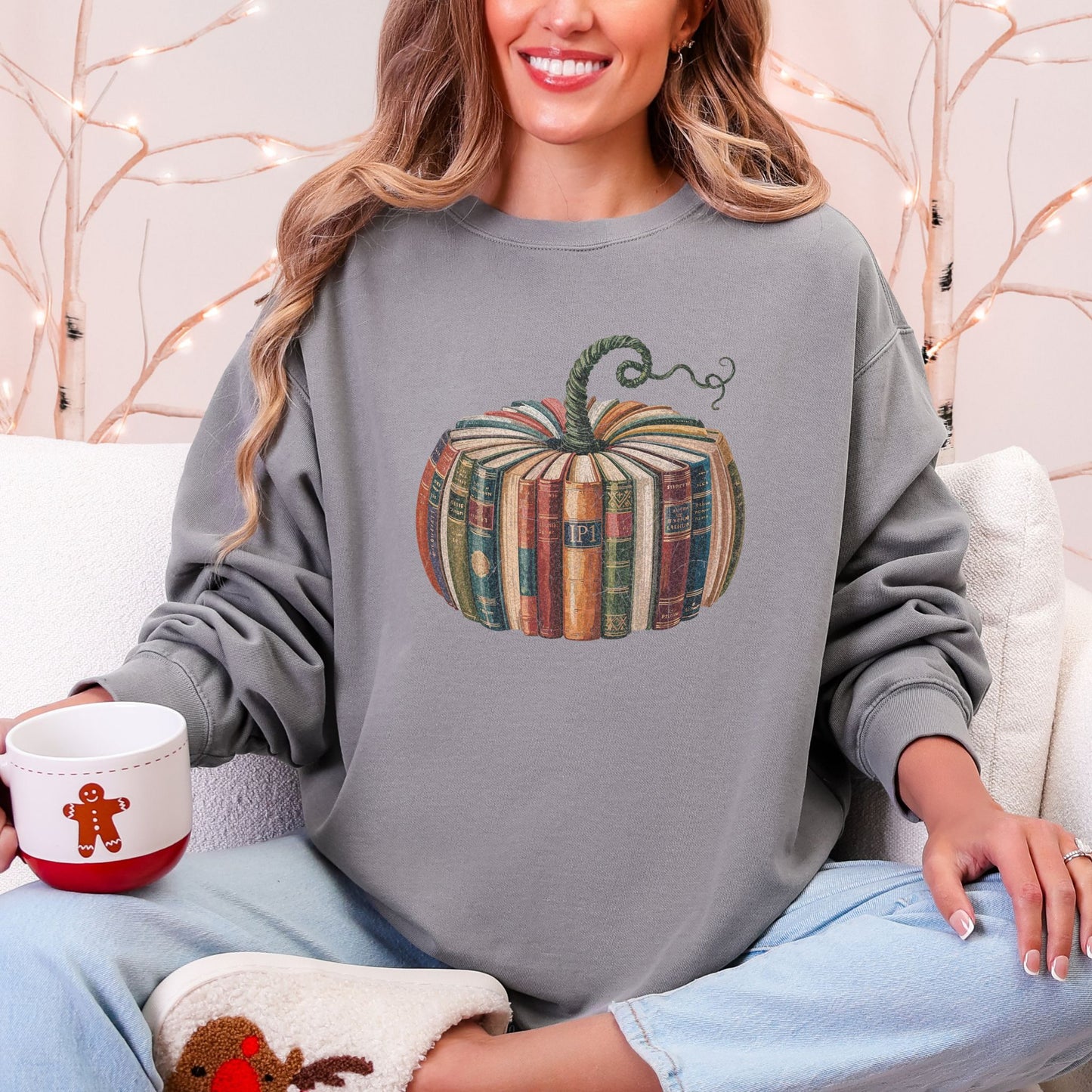 Book Pumpkin Sweatshirt – Cozy Fall Comfort Colors® Crewneck for Book Lovers