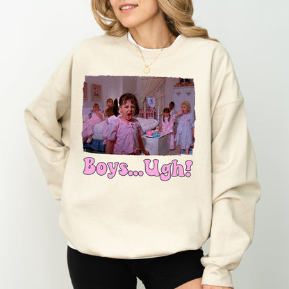 "Boys... Ugh!" Retro Sweatshirt – Darla & Kids Movie Scene Crewneck | The Little Rascals 90s Nostalgia Merch