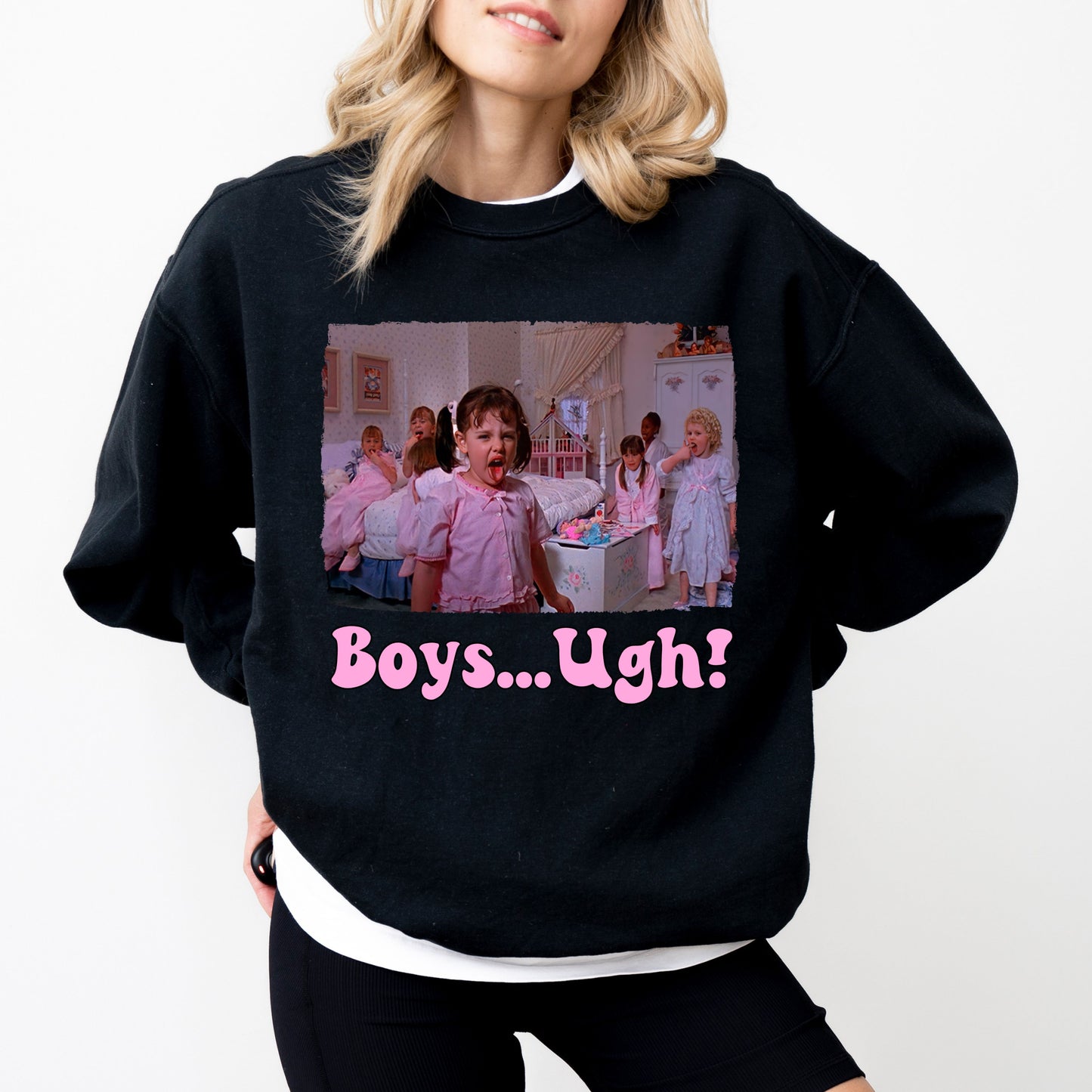 "Boys... Ugh!" Retro Sweatshirt – Darla & Kids Movie Scene Crewneck | The Little Rascals 90s Nostalgia Merch