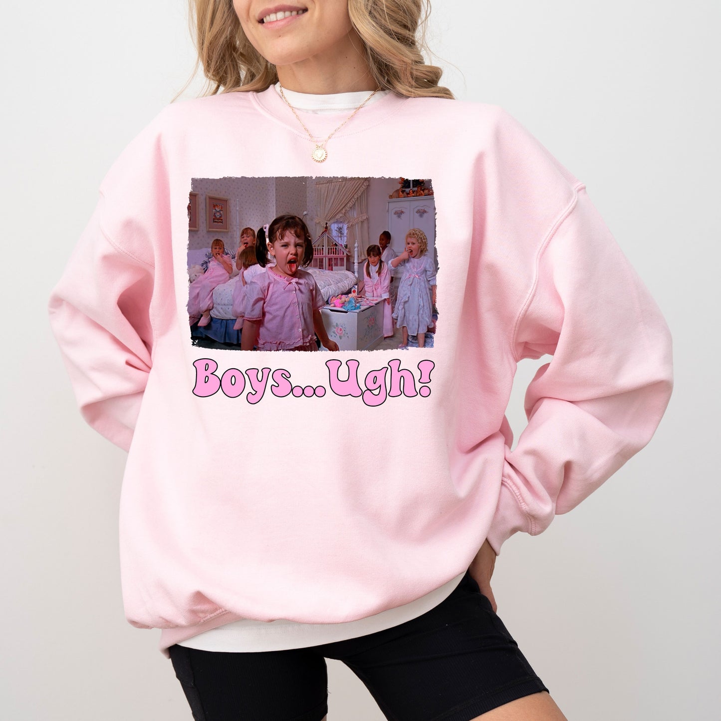 "Boys... Ugh!" Retro Sweatshirt – Darla & Kids Movie Scene Crewneck | The Little Rascals 90s Nostalgia Merch