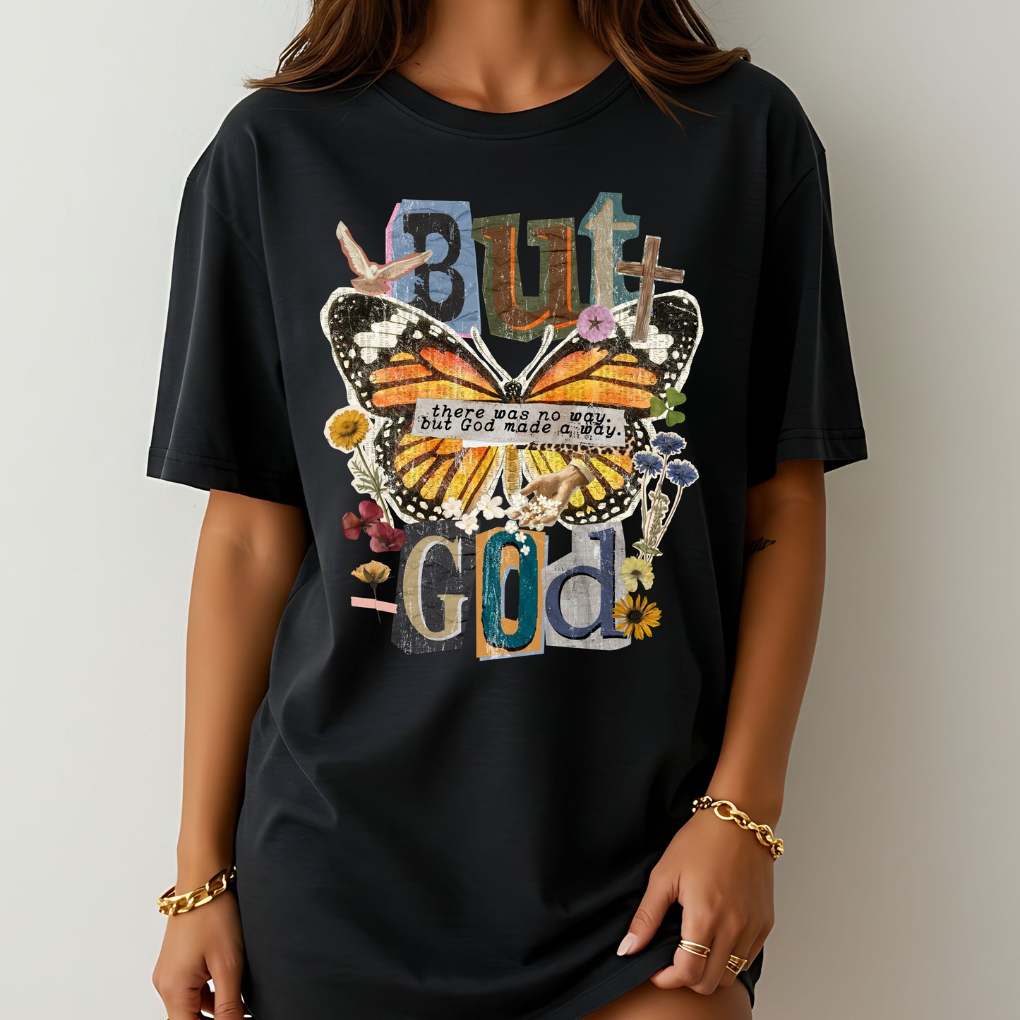 But God Butterfly Graphic T-Shirt – Faith Based Inspirational Tee