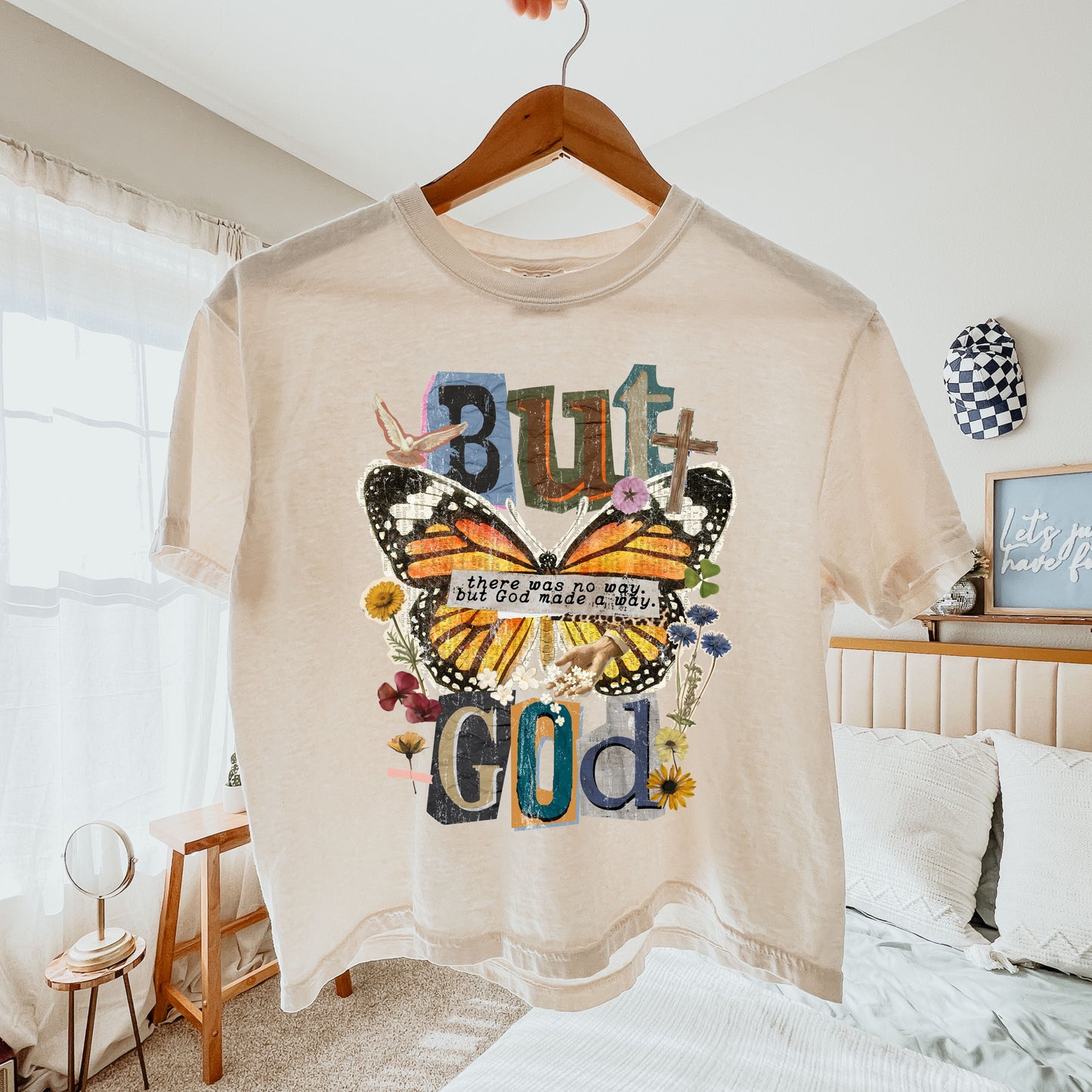 But God Butterfly Graphic Crop Top – Faith Based Inspirational Tee