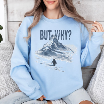 But Why? Penguin Sweatshirt, Nihilist Penguin Graphic Crewneck