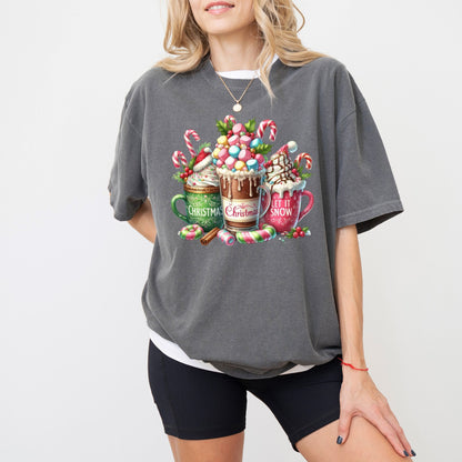 Christmas Coffee Mug Shirt — Cozy Hot Cocoa & Candy Cane Holiday Tee