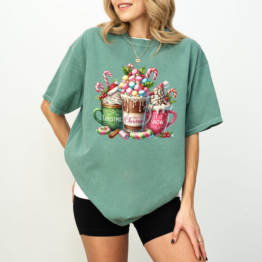 Christmas Coffee Mug Shirt — Cozy Hot Cocoa & Candy Cane Holiday Tee