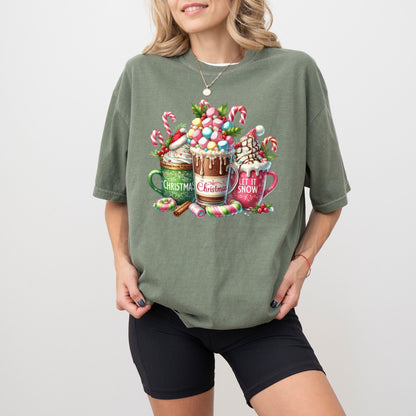 Christmas Coffee Mug Shirt — Cozy Hot Cocoa & Candy Cane Holiday Tee