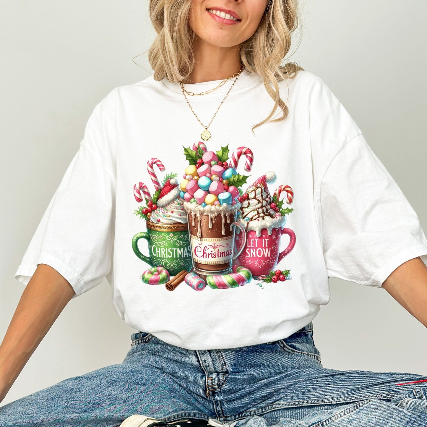 Christmas Coffee Mug Shirt — Cozy Hot Cocoa & Candy Cane Holiday Tee