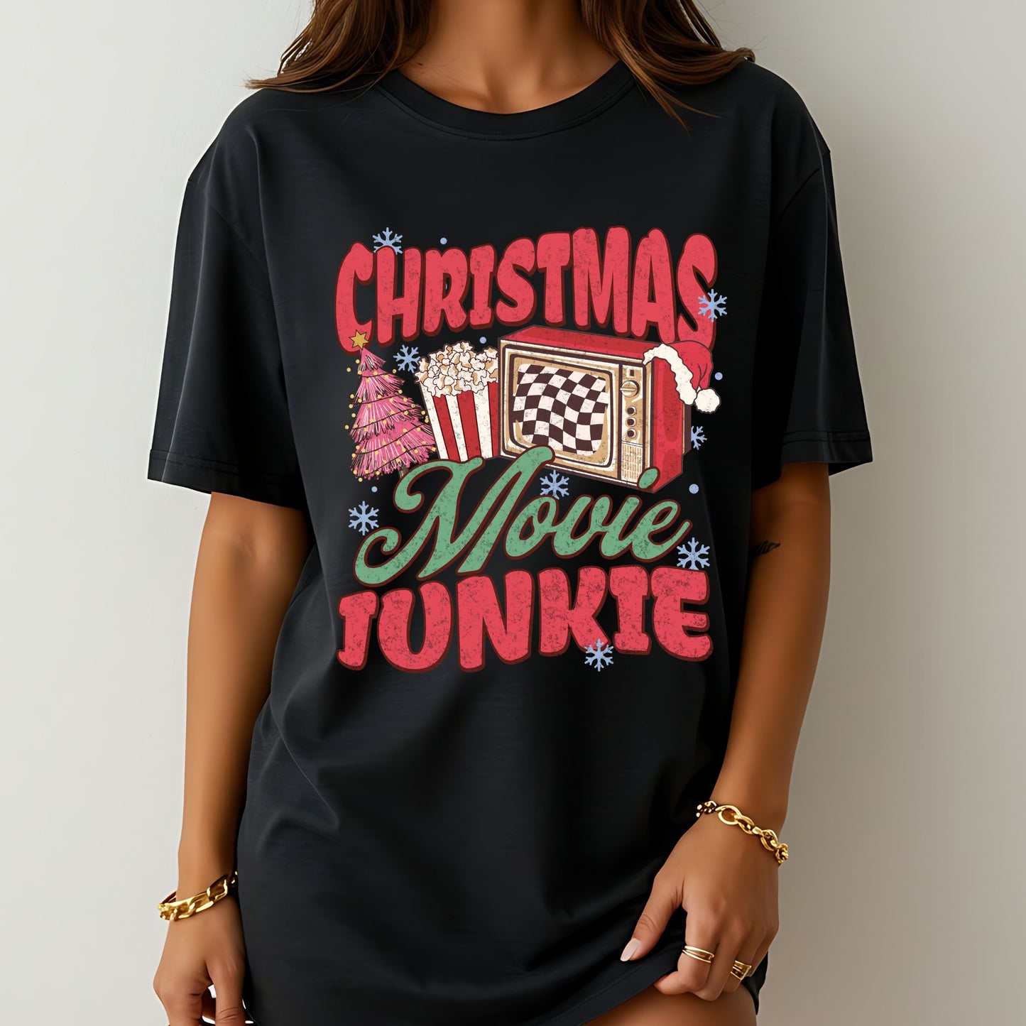 Christmas Movie Junkie T-Shirt – Comfort Colors® Holiday Graphic Tee