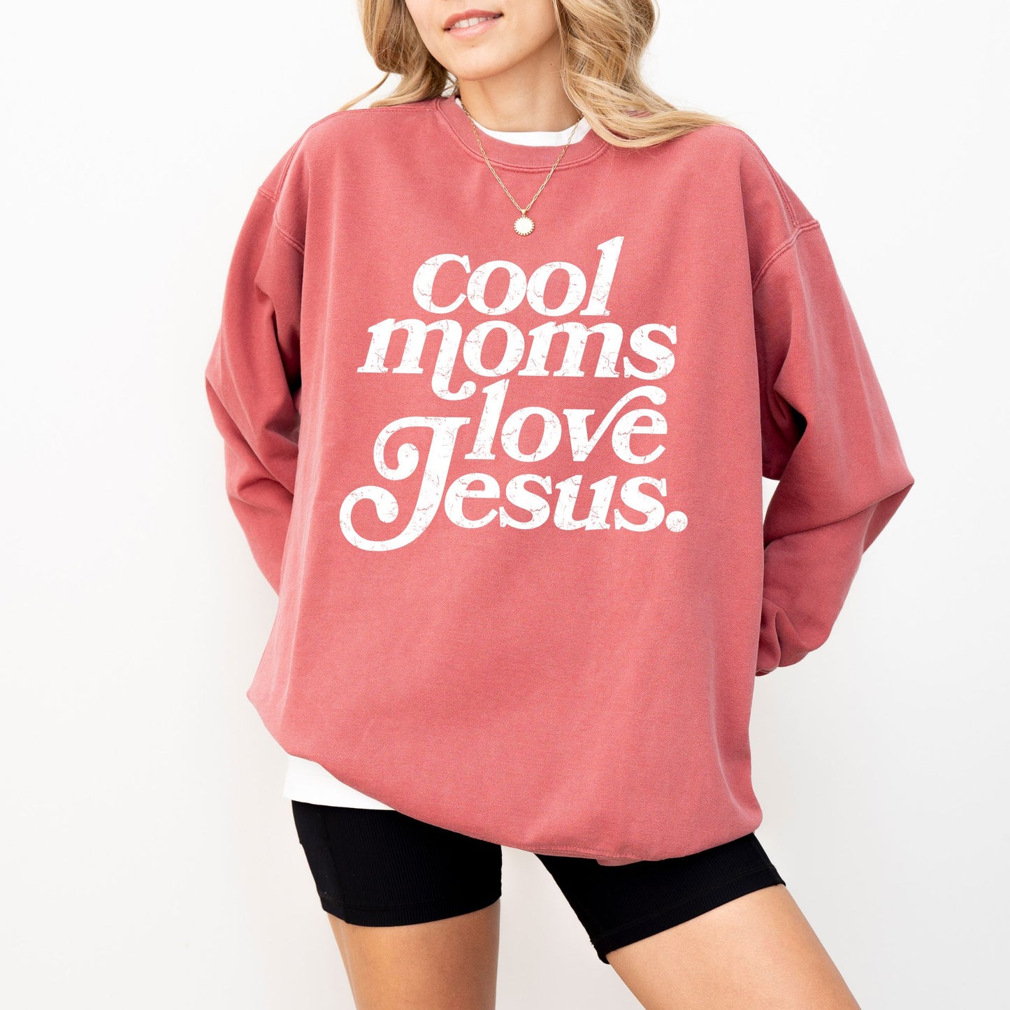 Cool Moms Love Jesus Sweatshirt — Christian Mom Crewneck, Faith Graphic Pullover