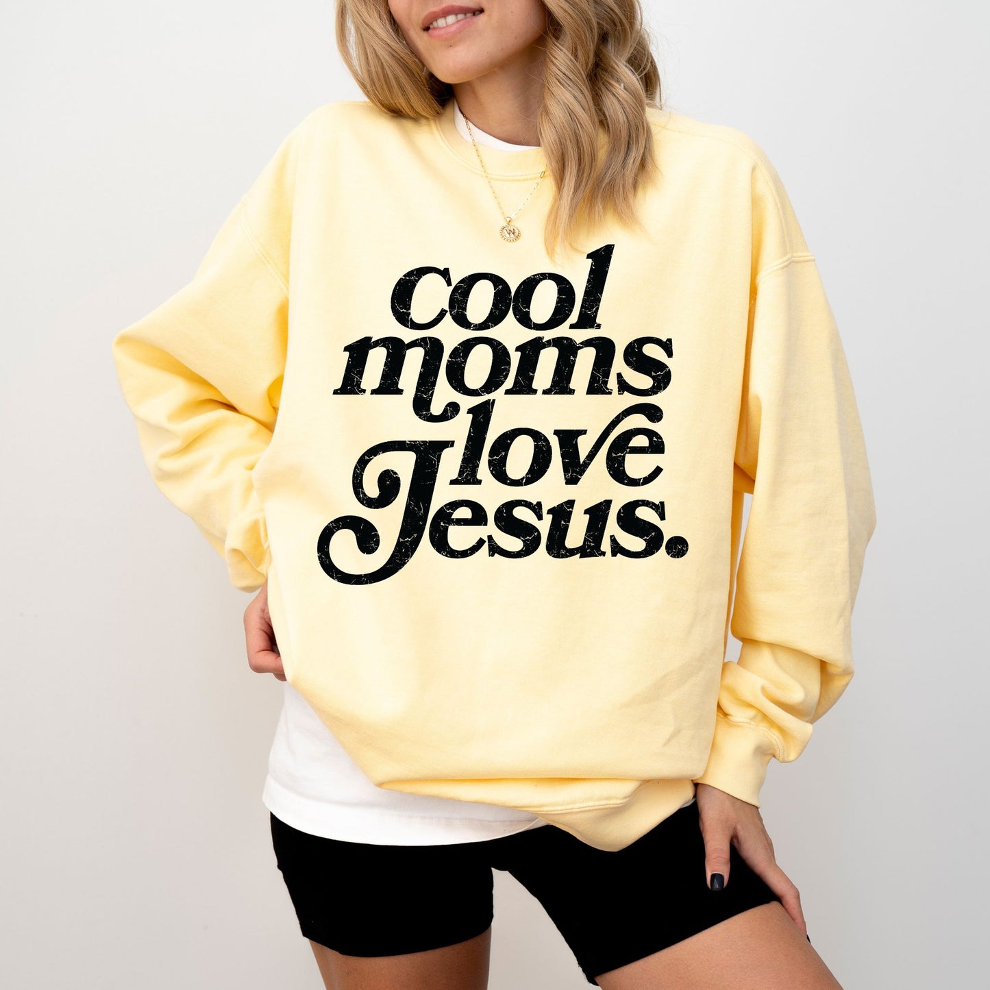 Cool Moms Love Jesus Sweatshirt — Christian Mom Crewneck, Faith Graphic Pullover
