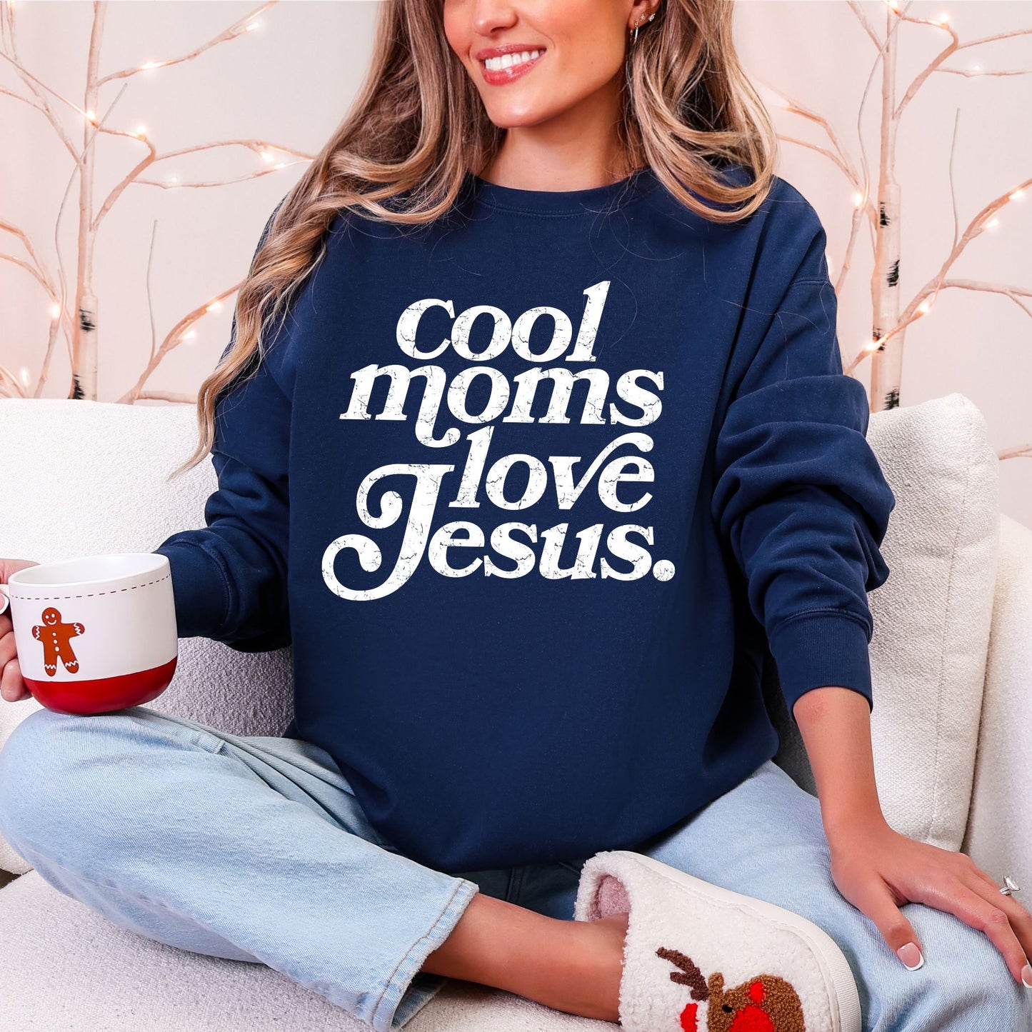 Cool Moms Love Jesus Sweatshirt — Christian Mom Crewneck, Faith Graphic Pullover