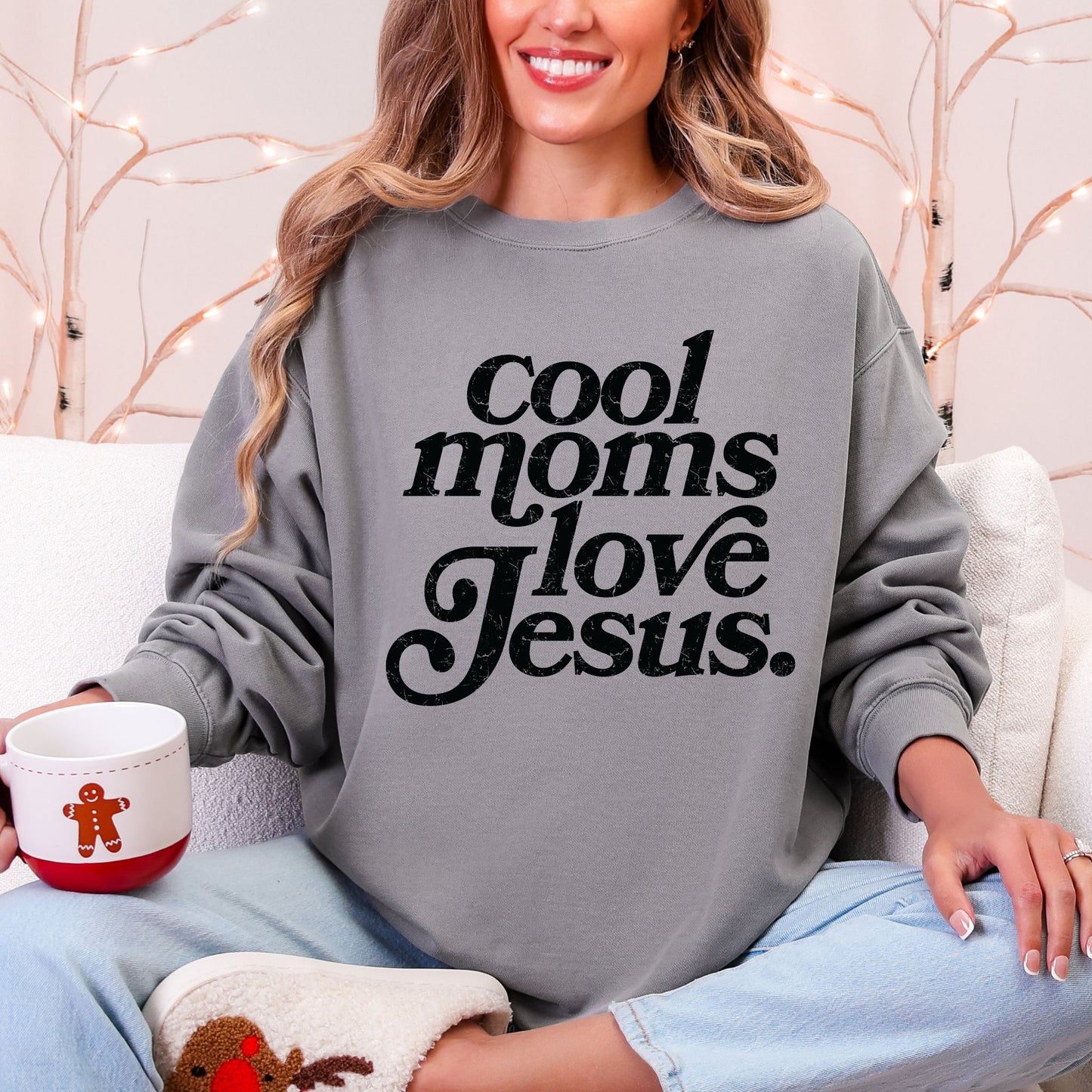 Cool Moms Love Jesus Sweatshirt — Christian Mom Crewneck, Faith Graphic Pullover