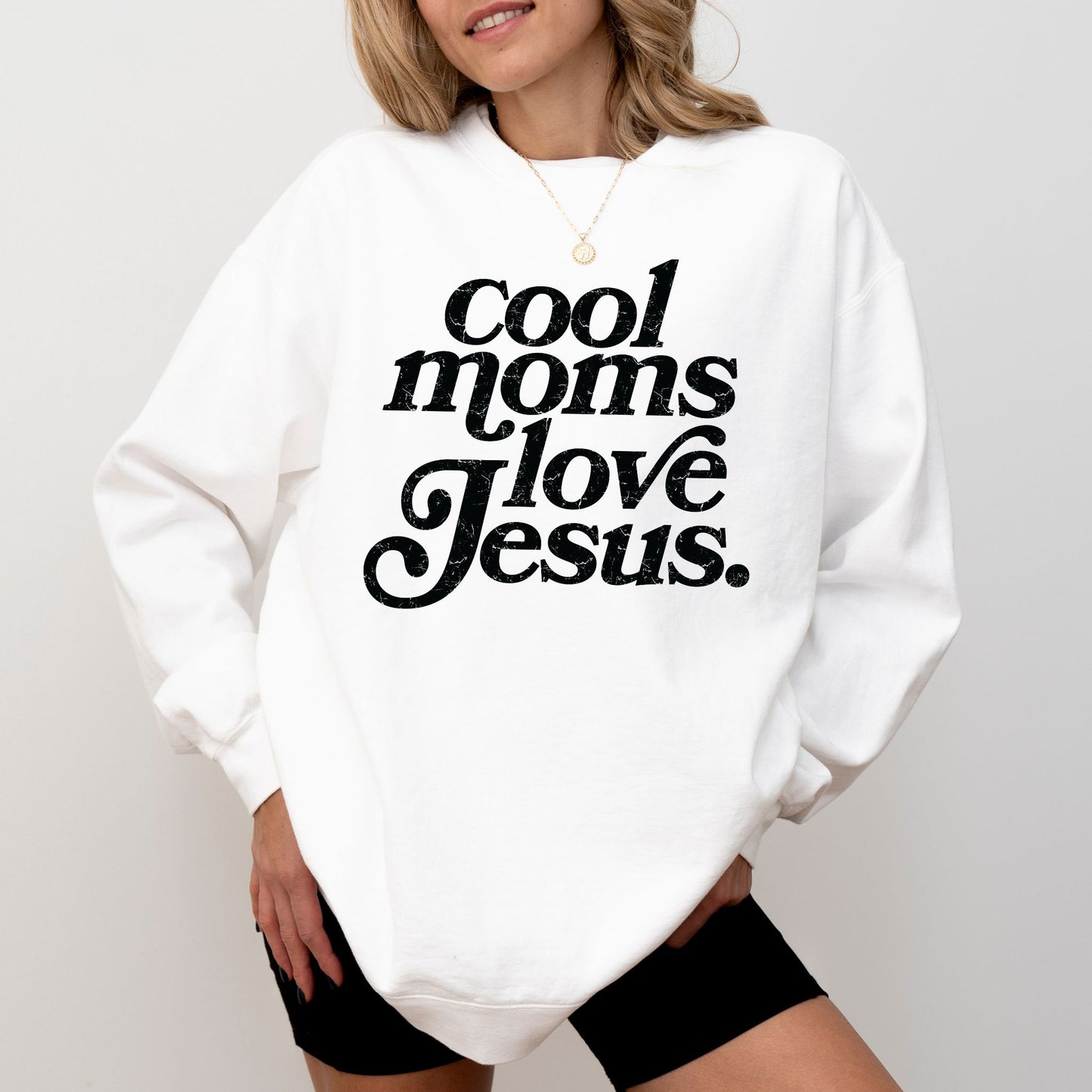 Cool Moms Love Jesus Sweatshirt — Christian Mom Crewneck, Faith Graphic Pullover