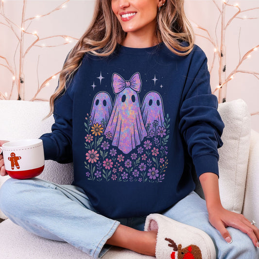 Coquette Ghost Sweatshirt – Cute Pastel Halloween Crewneck