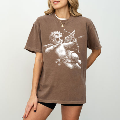 Vintage Cherub Angel Oversized T-Shirt - Cupid Graphic Tee | Aesthetic Valentine's Day Apparel